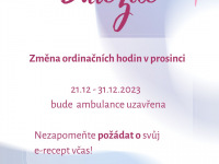 od 21.12. do 31.12. bude ambulance uzavřena